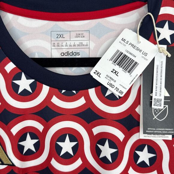 NWT Adidas x Marvel Captain America MLS Soccer Jersey Mens Size 2XL (HT3237) - Picture 3 of 6